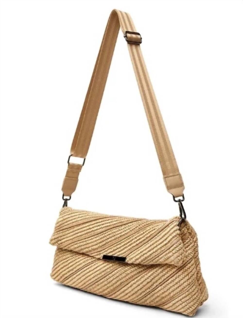 NEW THINK ROYLN embrace clutch in beige sand raffia